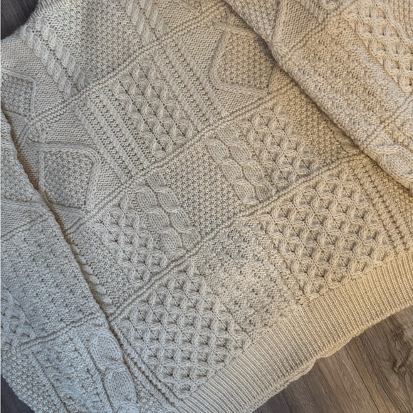 Vintage Wool Aran Sweater Cardigan Cream - Picture 16 of 16